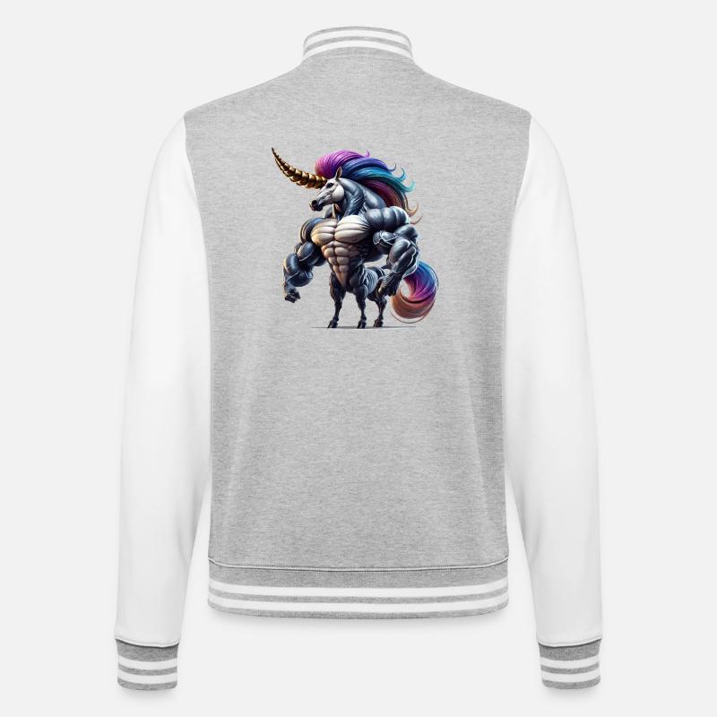 Super Unicorn - College Sweat Jacket - heather grey/white