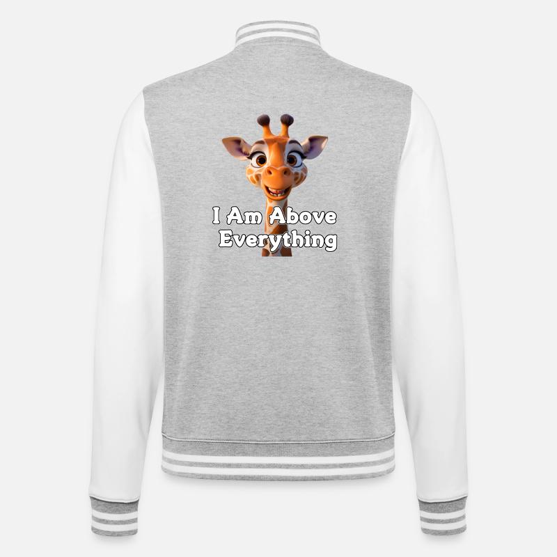 Giraffe mit Motivationsbotschaft - College-Sweatjacke - Grau meliert/Weiß