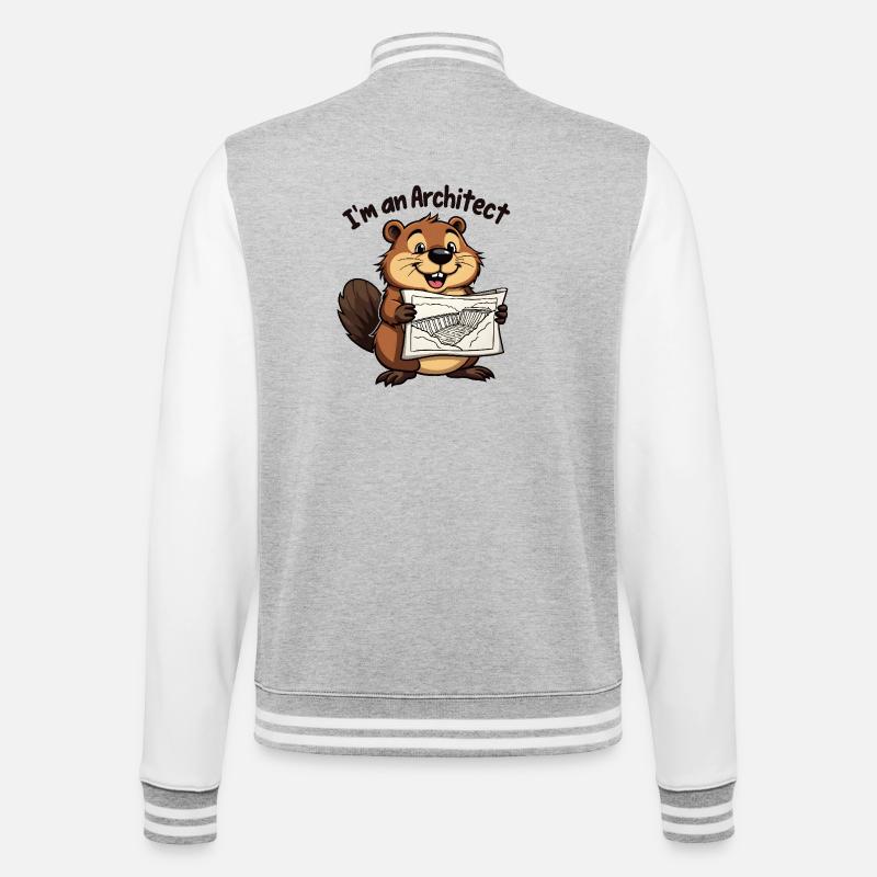 Biber Architect – Dam Builder - College Sweat Jacket - heather grey/white