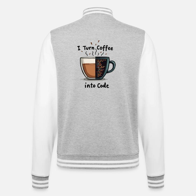 Du café au code - Veste Teddy - gris chiné / blanc