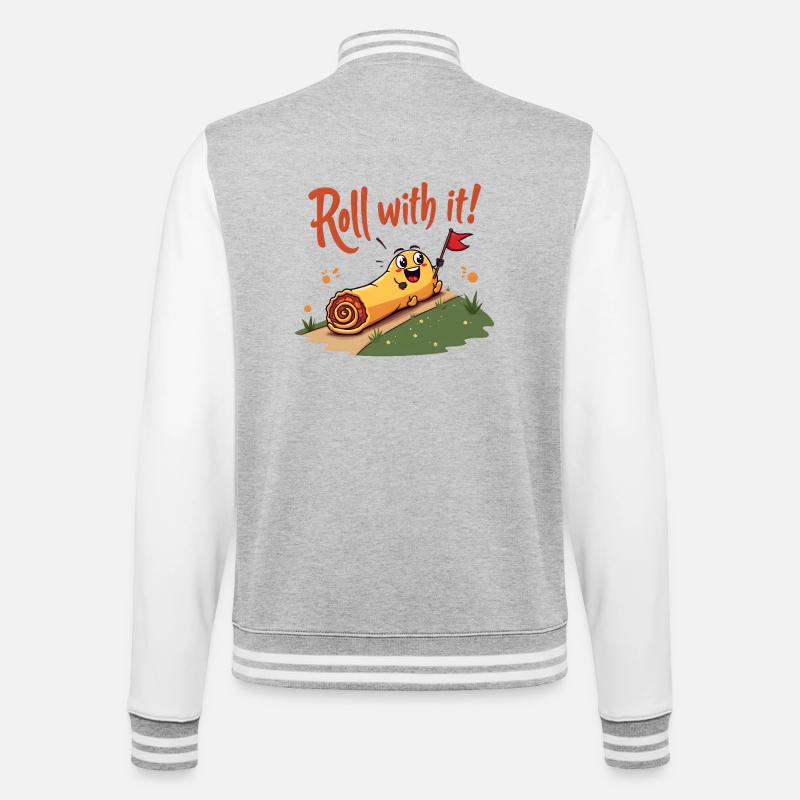 Roll With It Egg Roll - College Sweat Jacket - heather grey/white