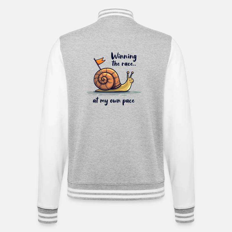 Escargot avec drapeau « Gagner la course » - Veste Teddy - gris chiné / blanc