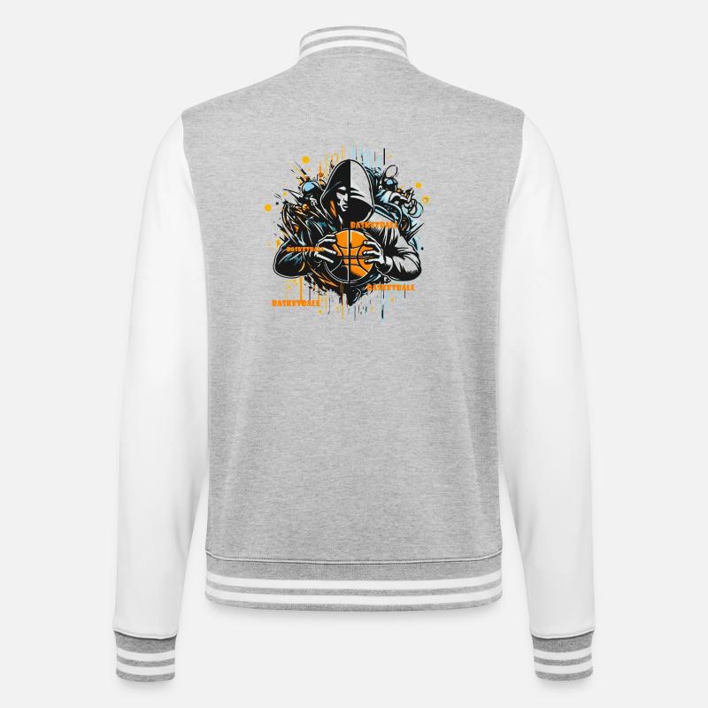 Basket-ball - Veste Teddy - gris chiné / blanc