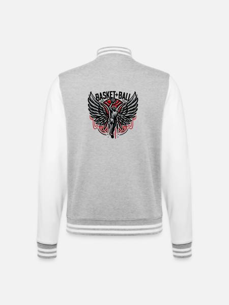 Basketball - College-Sweatjacke - Grau meliert/Weiß