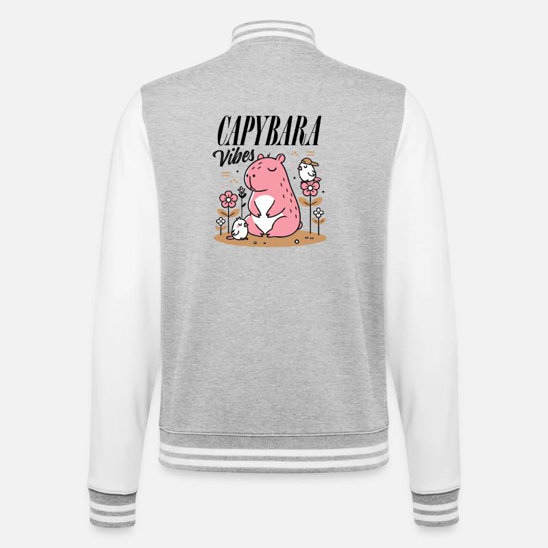 Capybara détendu avec des amis - Veste Teddy - gris chiné / blanc