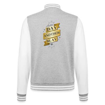 Another Day Another Slay Banner - College-Sweatjacke - Grau meliert/Weiß - Hinten - Marisol (170cm)