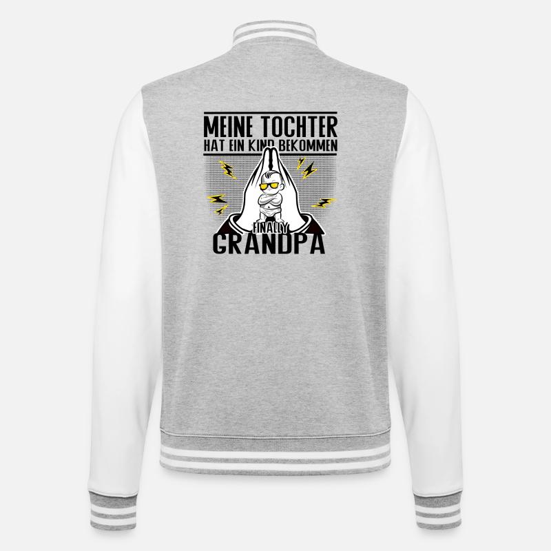 Endlich Opa – Tochter sei Dank! - College-Sweatjacke - Grau meliert/Weiß