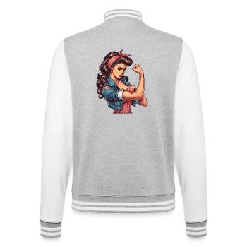 Strong Confident Woman Rockabilly Gift - College Sweat Jacket - heather grey/white - Back - Marisol (170cm)
