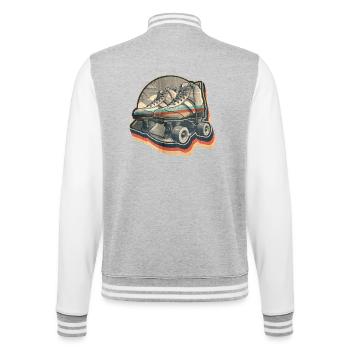 Vintage Summer Retro Disco Graphic Design Roller Skate - College Sweat Jacket - heather grey/white - Back - Marisol (170cm)