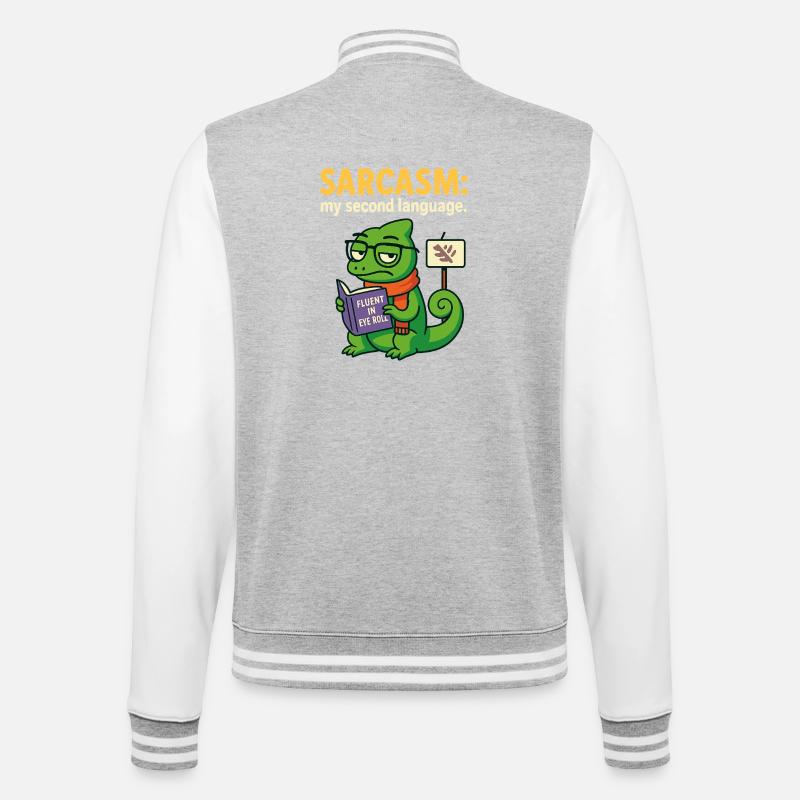 Sarkasmus Zweite Sprache - College-Sweatjacke - Grau meliert/Weiß