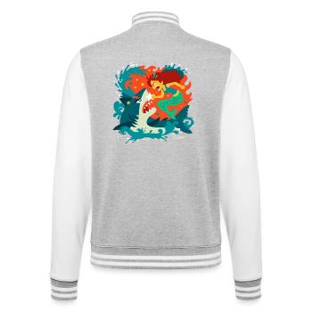Mermaid versus Shark - College Sweat Jacket - heather grey/white - Back - Marisol (170cm)