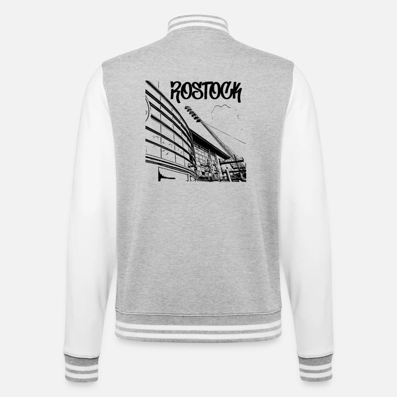 Rostock Stadionblick - College-Sweatjacke - Grau meliert/Weiß