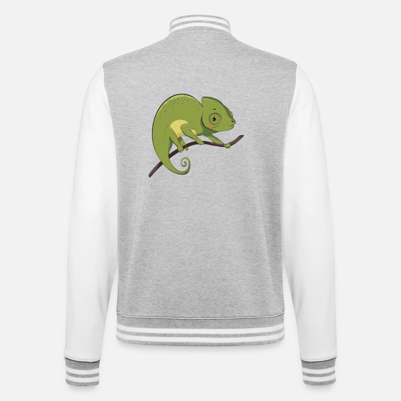Chamäleon - College-Sweatjacke - Grau meliert/Weiß
