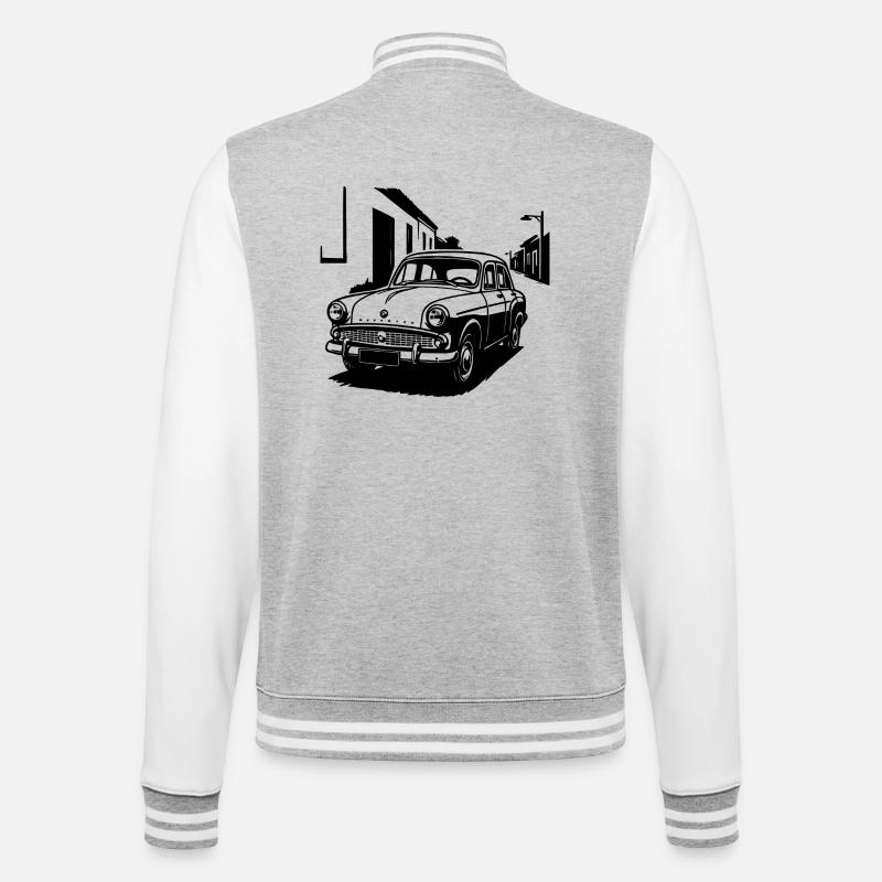 Retro-Klassiker 403 - College-Sweatjacke - Grau meliert/Weiß