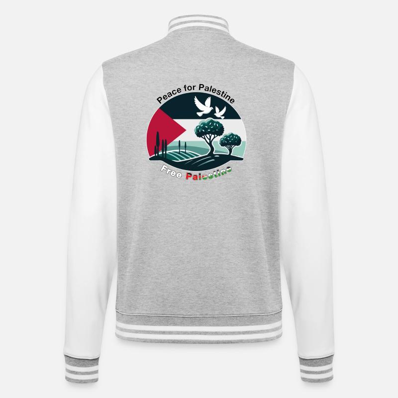 Peace for Palestine - College Sweat Jacket - heather grey/white