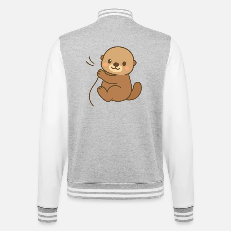 Eingekuschelt Seeotter - College-Sweatjacke - Grau meliert/Weiß