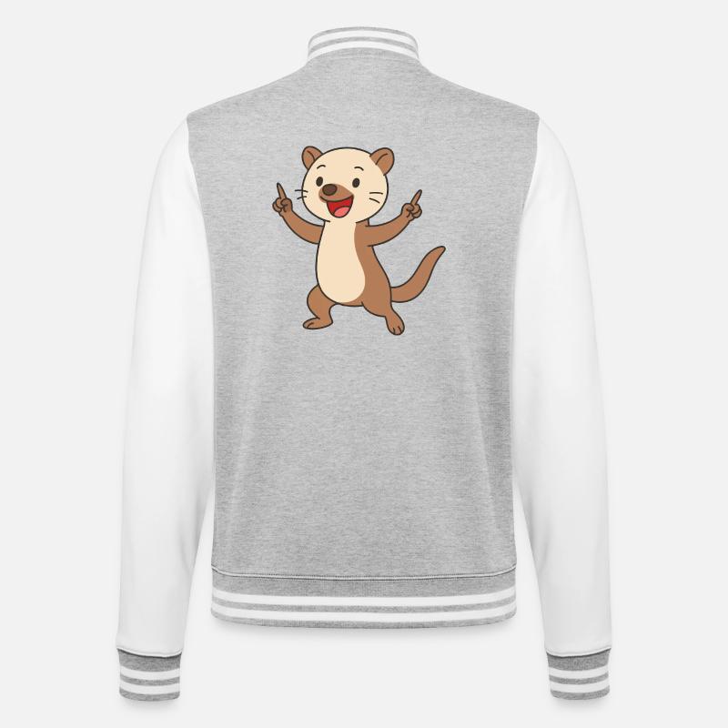 Tanzender Marderzwerg - College-Sweatjacke - Grau meliert/Weiß