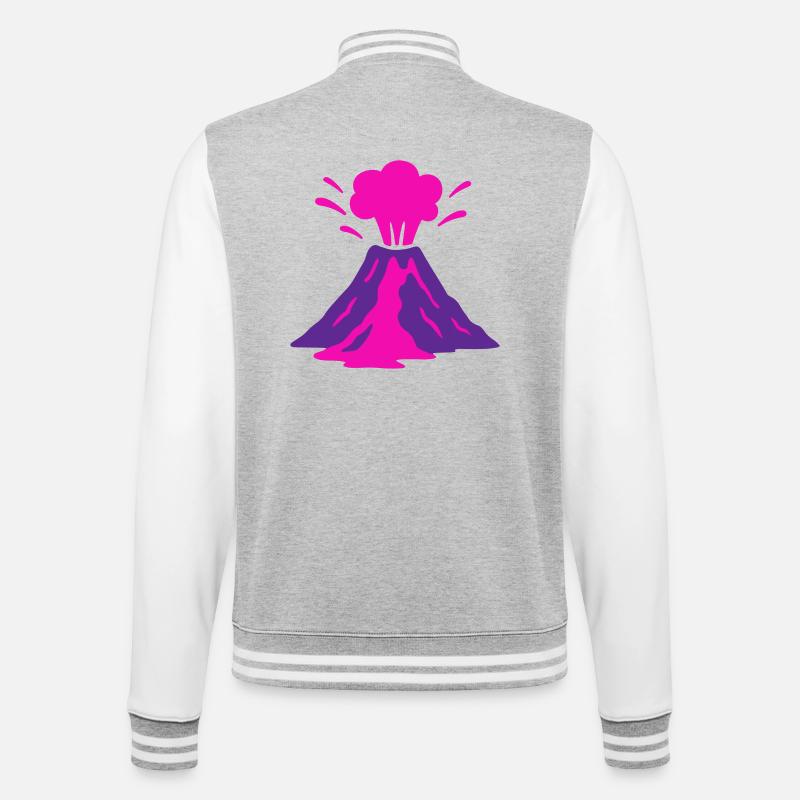 Vulkanausbruch in pink - College-Sweatjacke - Grau meliert/Weiß