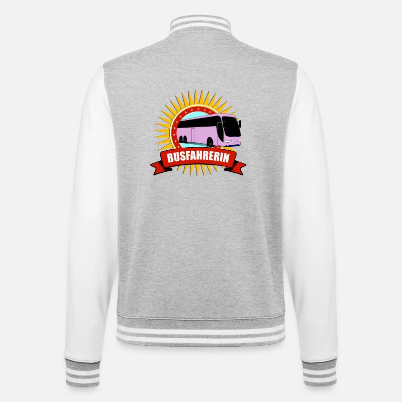 Bus Driver Silhouette Pattern - College Sweat Jacket - heather grey/white