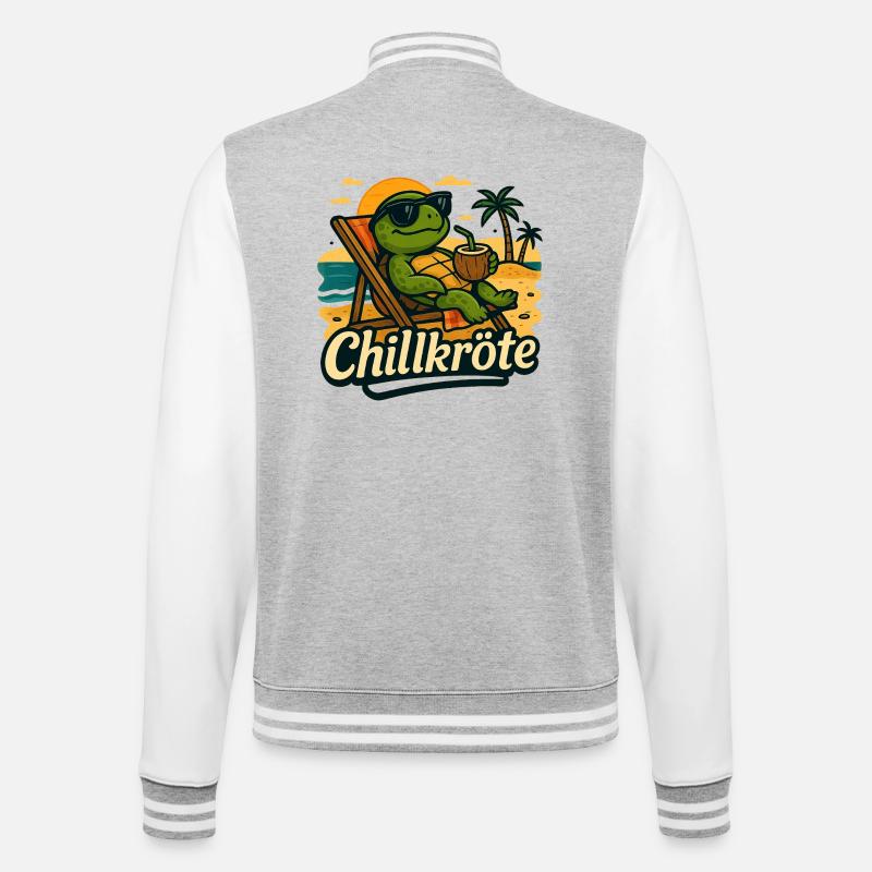 Chillkroete - einfach mal langsam angehen - College-Sweatjacke - Grau meliert/Weiß