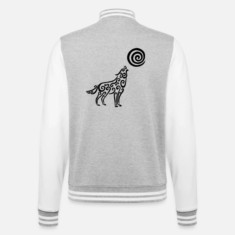 Le loup noir et la lune - Veste Teddy - gris chiné / blanc