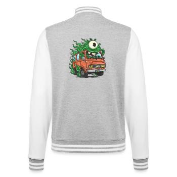 Monstre vert dans un fourgon rétro - Veste Teddy - gris chiné / blanc - Dos - Marisol (170cm)