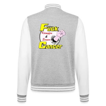 Kämpfen und Siegen gegen Krebs - College-Sweatjacke - Grau meliert/Weiß - Hinten - Marisol (170cm)