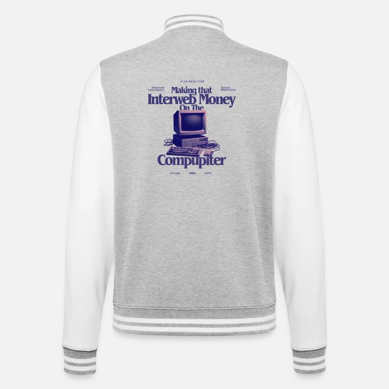 InterwebMoney Computer Design - College Sweat Jacket - heather grey/white