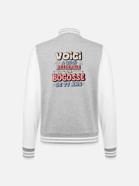 77th Birthday Humor - College Sweat Jacket - heather grey/white
