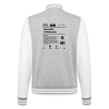 ASV_chien_chat_-1- - College-Sweatjacke - Grau meliert/Weiß - Hinten - Marisol (170cm)