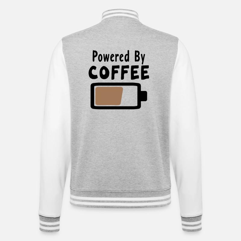 Powered By Coffee - Coffee Statement Saying - College Sweat Jacket - heather grey/white