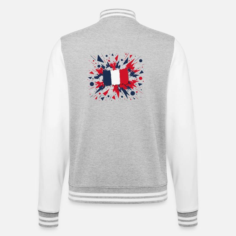 Drapeau Français Peinture Éclaboussures Design - Veste Teddy - gris chiné / blanc