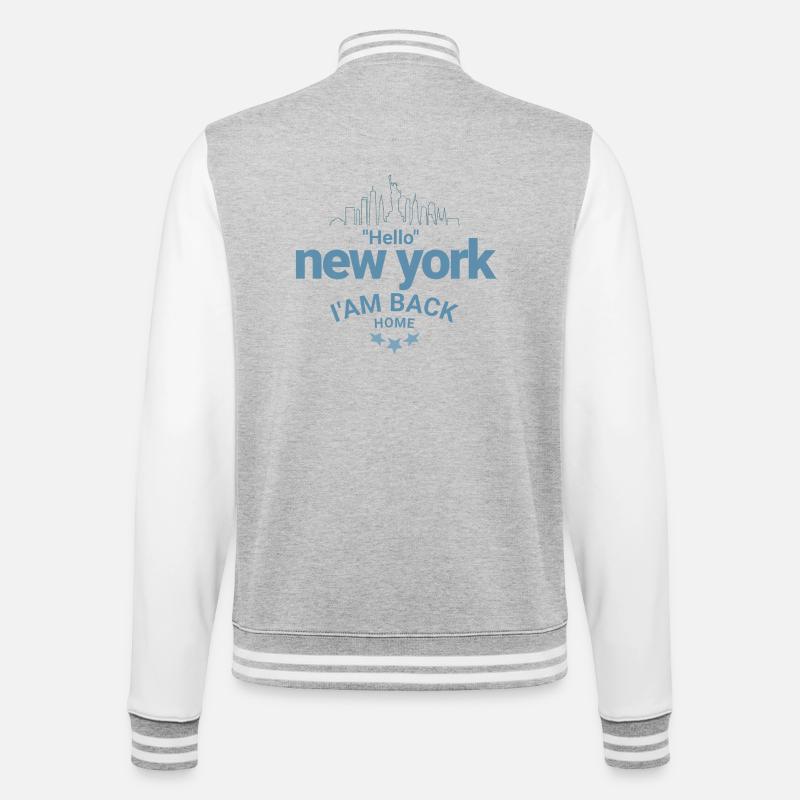 New York Back Home Design - College-Sweatjacke - Grau meliert/Weiß