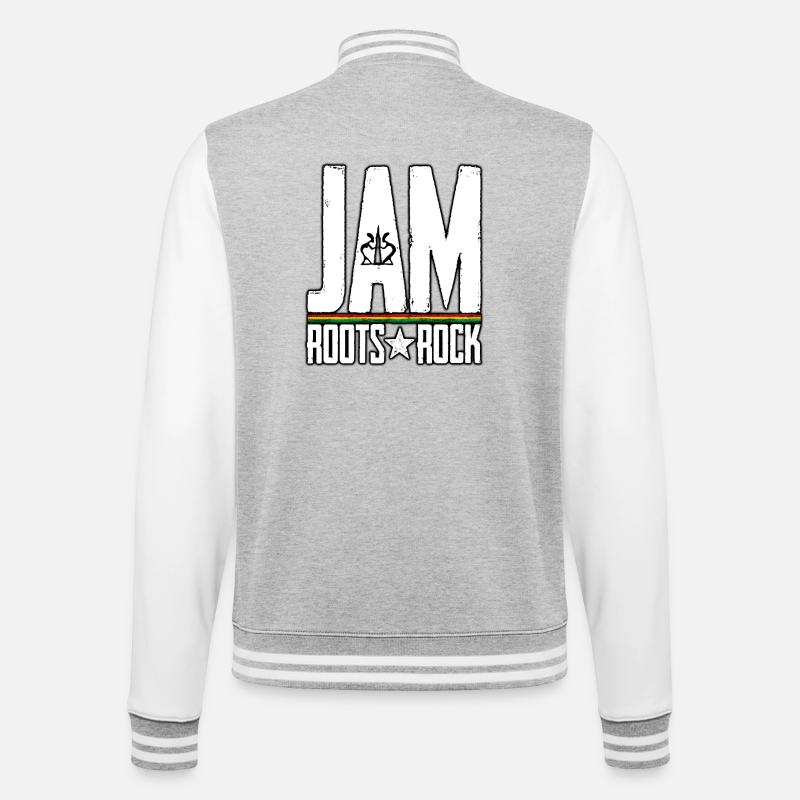 JAM Roots Rock Reggae Design - College-Sweatjacke - Grau meliert/Weiß