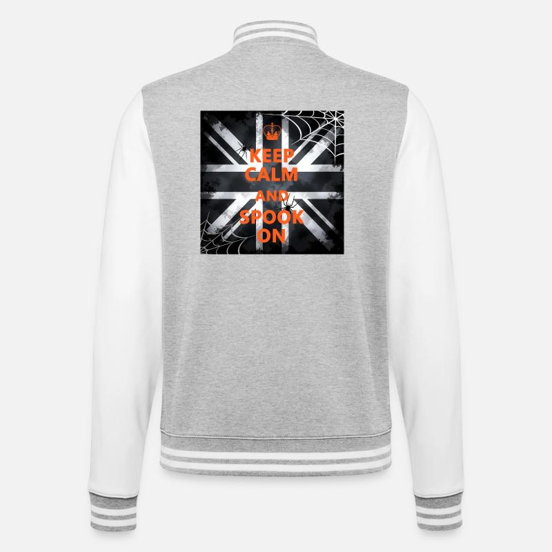 Keep Calm Spook On - College-Sweatjacke - Grau meliert/Weiß