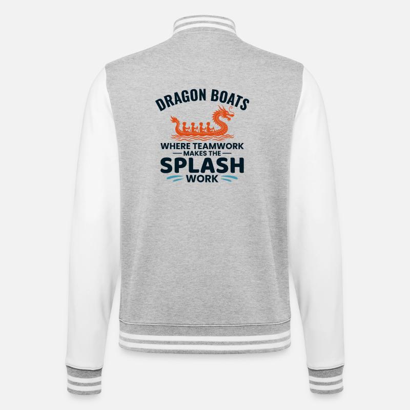 Équipage de course de bateaux-dragons - Veste Teddy - gris chiné / blanc