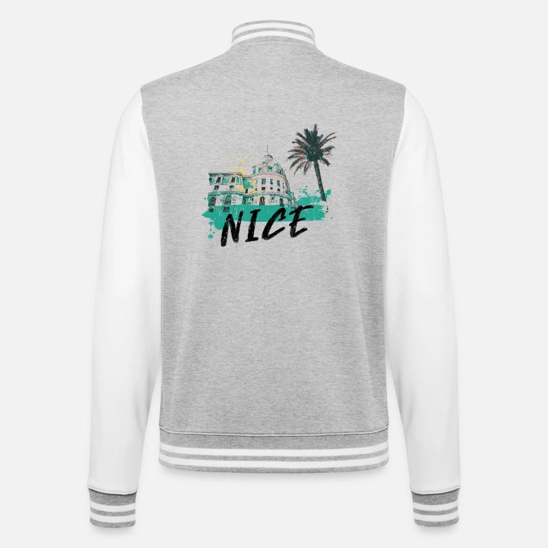 Nice Promenade des Anglais and architecture - College Sweat Jacket - heather grey/white