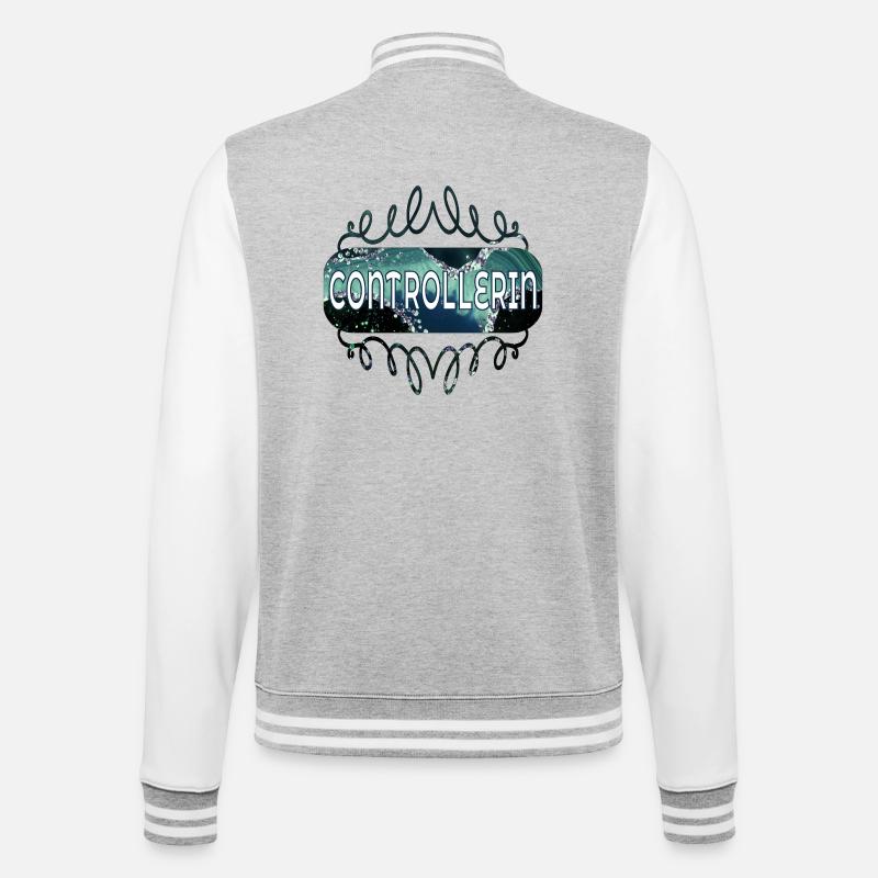 CONTROLLERIN - College-Sweatjacke - Grau meliert/Weiß