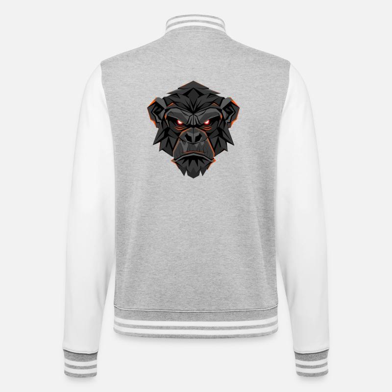 Visage Neon Gorilla Lowpoly - Veste Teddy - gris chiné / blanc