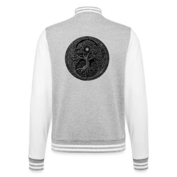 Wikinger Medaille walhalla - College-Sweatjacke - Grau meliert/Weiß - Hinten - Marisol (170cm)