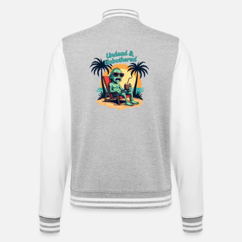 Undead and Unbothered Zombie Beach Saying - College Sweat Jacket - heather grey/white