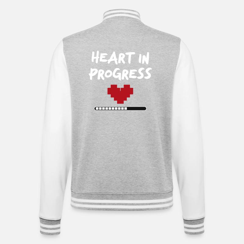 Déclaration HEART IN PROGRESS - Veste Teddy - gris chiné / blanc