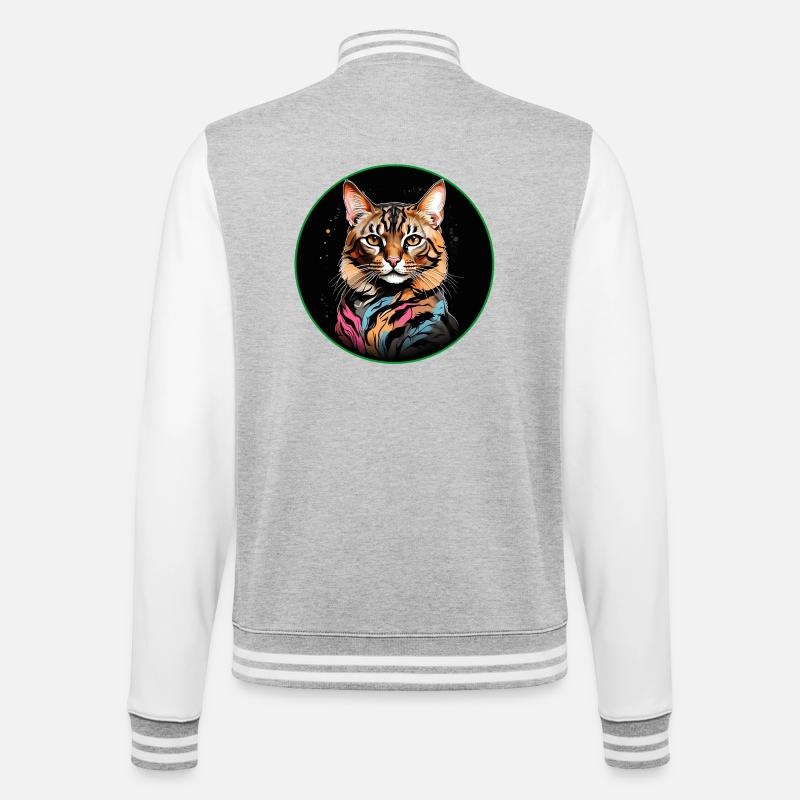 Chat Bengal avec écharpe - Veste Teddy - gris chiné / blanc