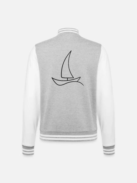 Sailboat Sketch – Maritime Motif for Vacation - College Sweat Jacket - heather grey/white