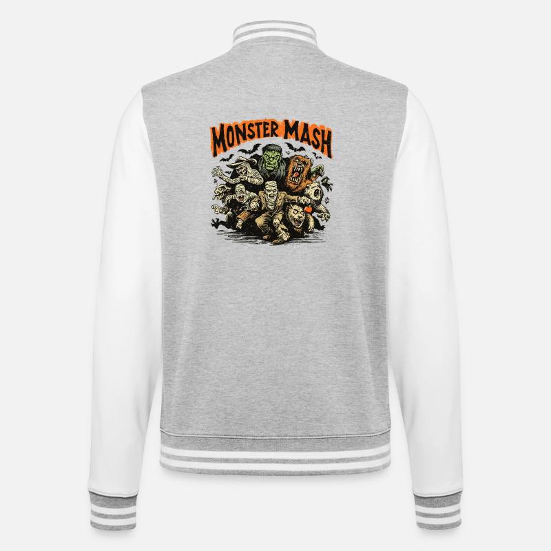 Monster Mash - College-Sweatjacke - Grau meliert/Weiß