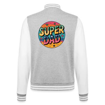Super Dad Retro Abzeichen - College-Sweatjacke - Grau meliert/Weiß - Hinten - Marisol (170cm)