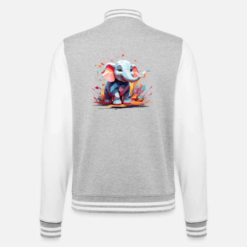 Explosion de couleur d’éléphant - Veste Teddy - gris chiné / blanc