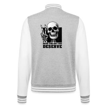 Skelett Friedenszeichen Shirt - College-Sweatjacke - Grau meliert/Weiß - Hinten - Marisol (170cm)