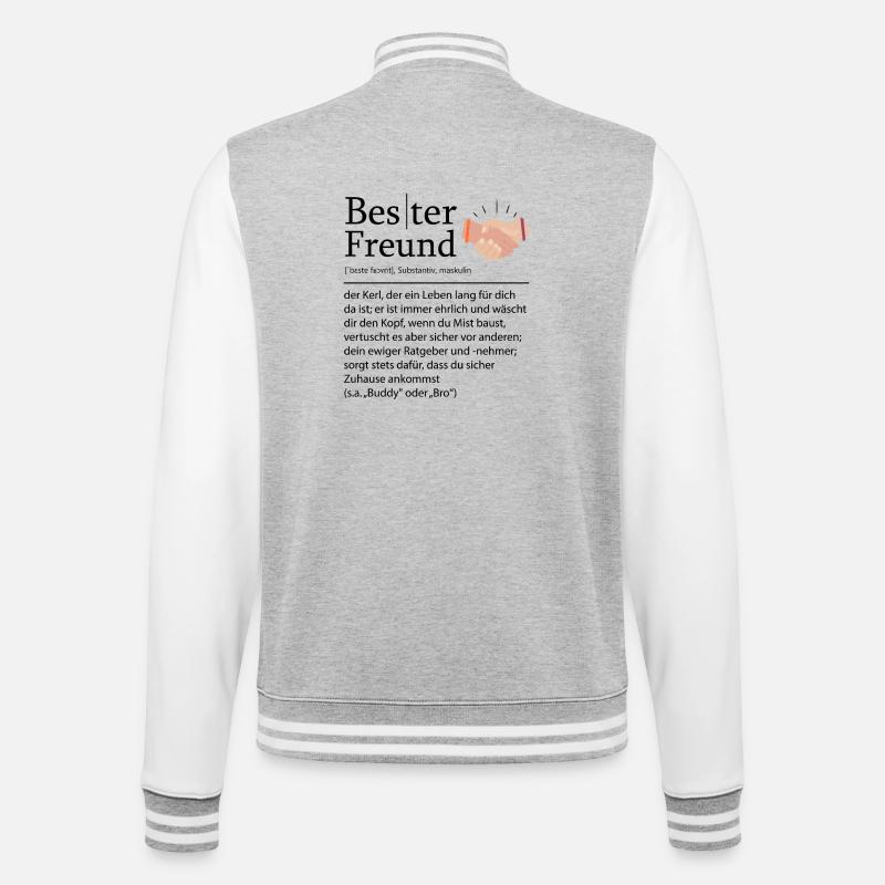 Beste Freunde Definition Freundschaft Geschenk - College-Sweatjacke - Grau meliert/Weiß