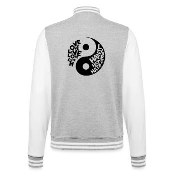 Love Hate Yin Yang Shirt for Thinkers and Artists - College Sweat Jacket - heather grey/white - Back - Marisol (170cm)